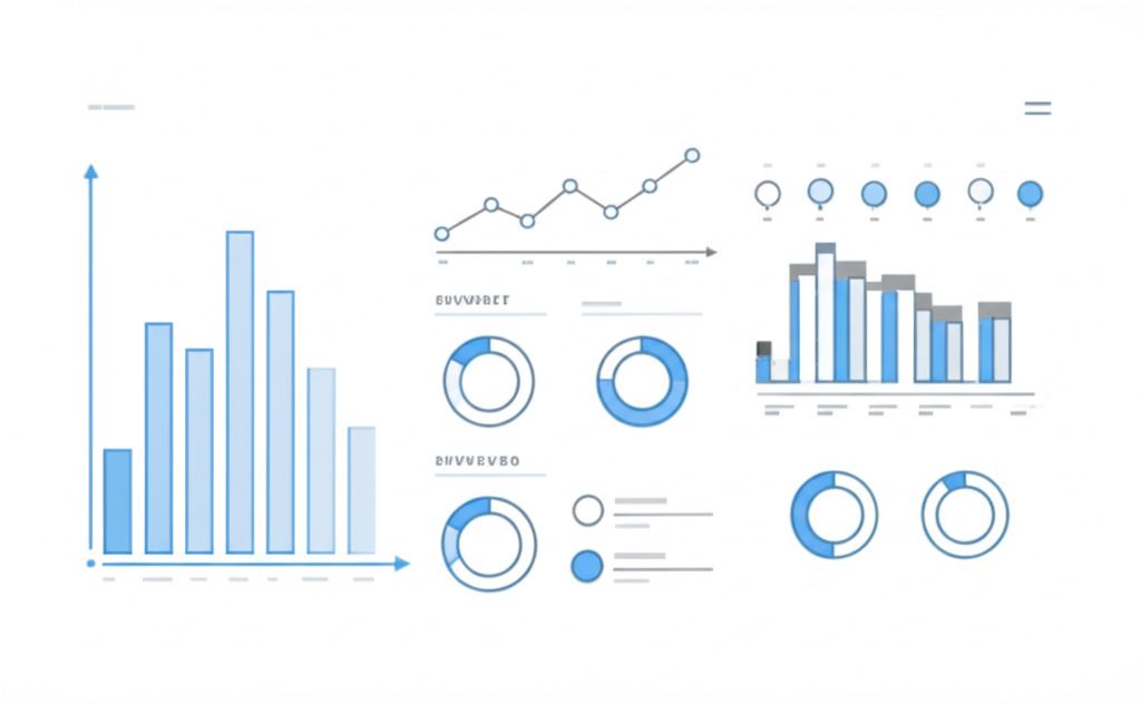 Minimalist illustration of a university dashboard showing student impact reports and growth charts.